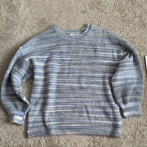 Time and Tru Blue and White Striped Crewneck Sweater